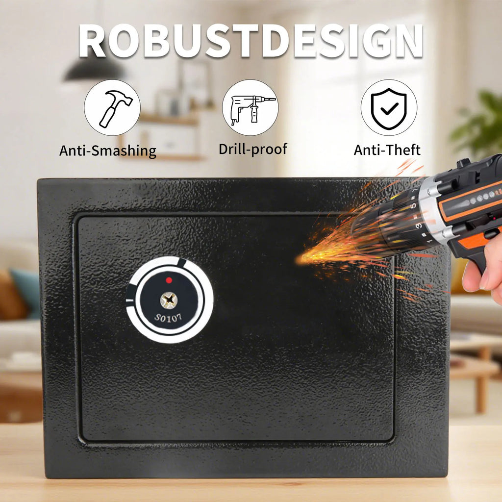 Ultra‑Strong Iron Steel Key Operated Security Safe Box, High‑Security Double Bitted Key Lock Super Hard Quality Cash Box with 3 Emergency Keys & 2 Expansion Bolts, Ideal Secure Storage Solution for Money Documents Jewelry