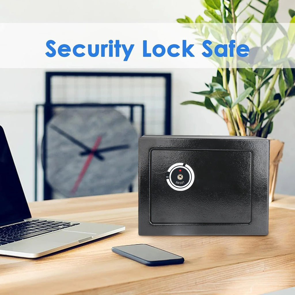 Ultra‑Strong Iron Steel Key Operated Security Safe Box, High‑Security Double Bitted Key Lock Super Hard Quality Cash Box with 3 Emergency Keys & 2 Expansion Bolts, Ideal Secure Storage Solution for Money Documents Jewelry