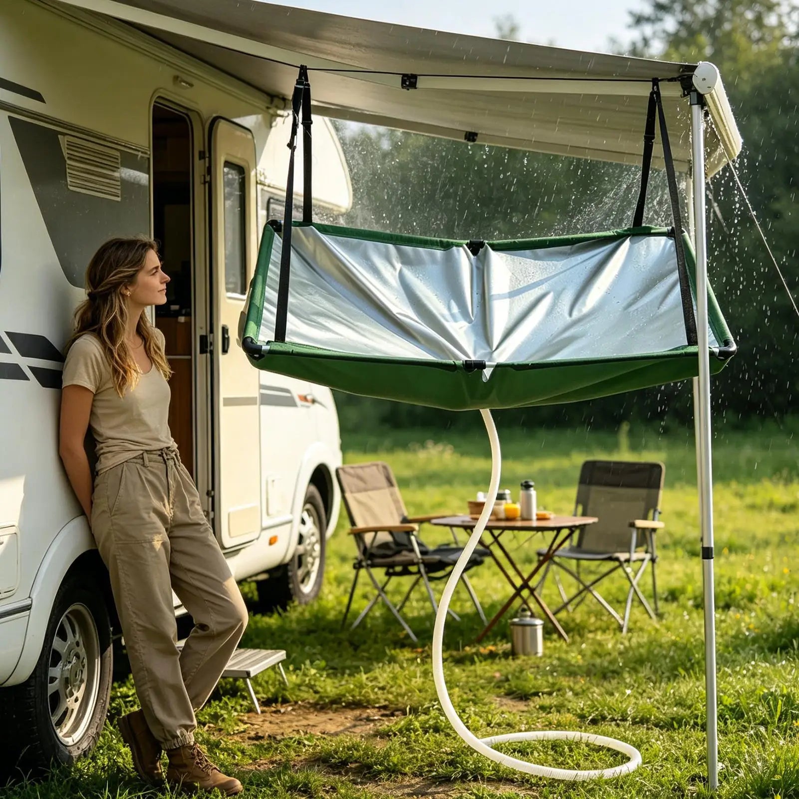 Outdoor rainwater harvester, water guide, rainwater collection device, hanging rainwater collection cover with 1m water hose