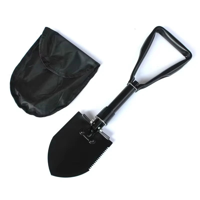 Folding Shovel Multi-Tool with Sawtooth & Pickaxe – Portable Short & Long Handle Carbon Steel Spade for Camping Survival Gardeni