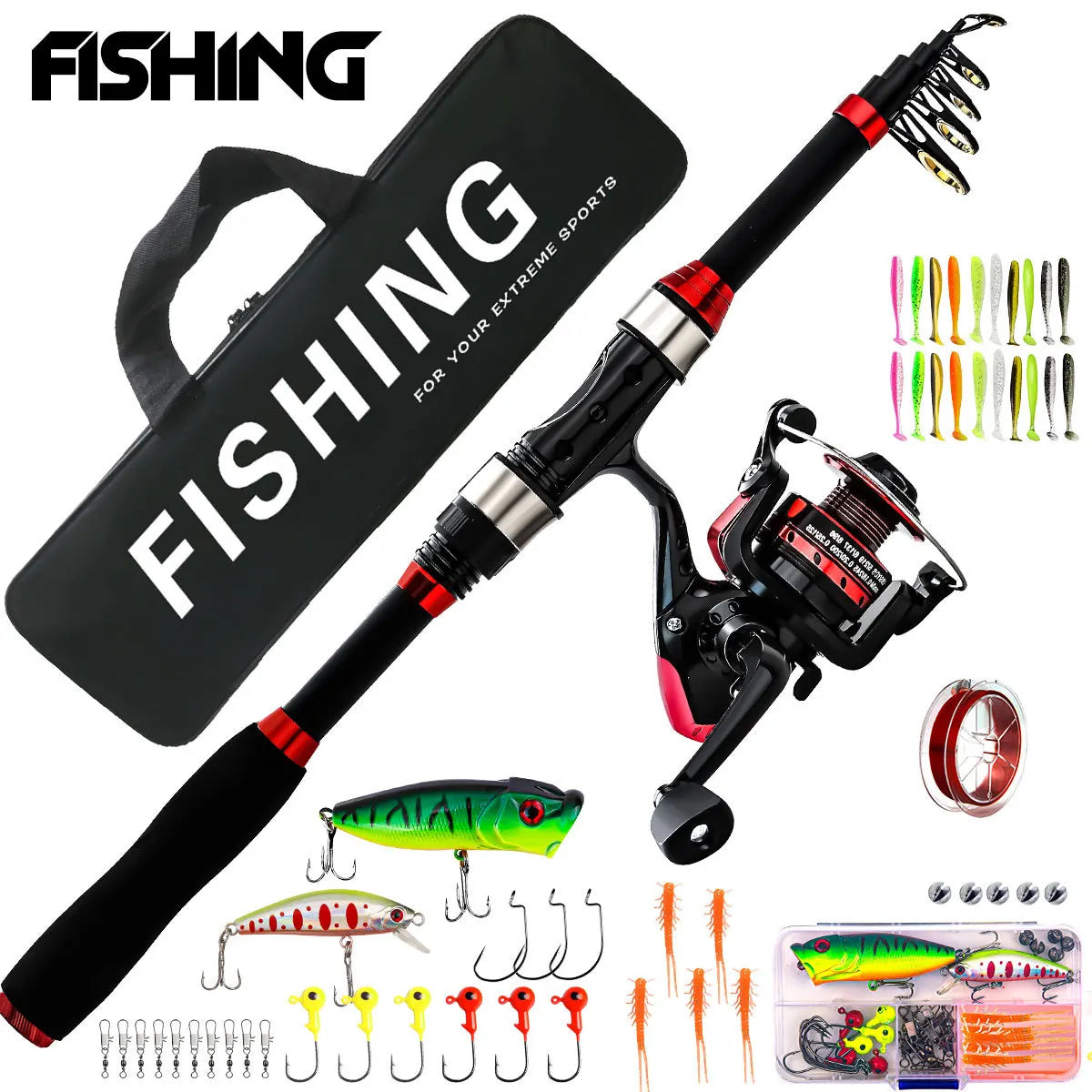 Luya sea rod set, far investment spinning wheel fishing gear bag combination full set of carbon rod ultra-light and super