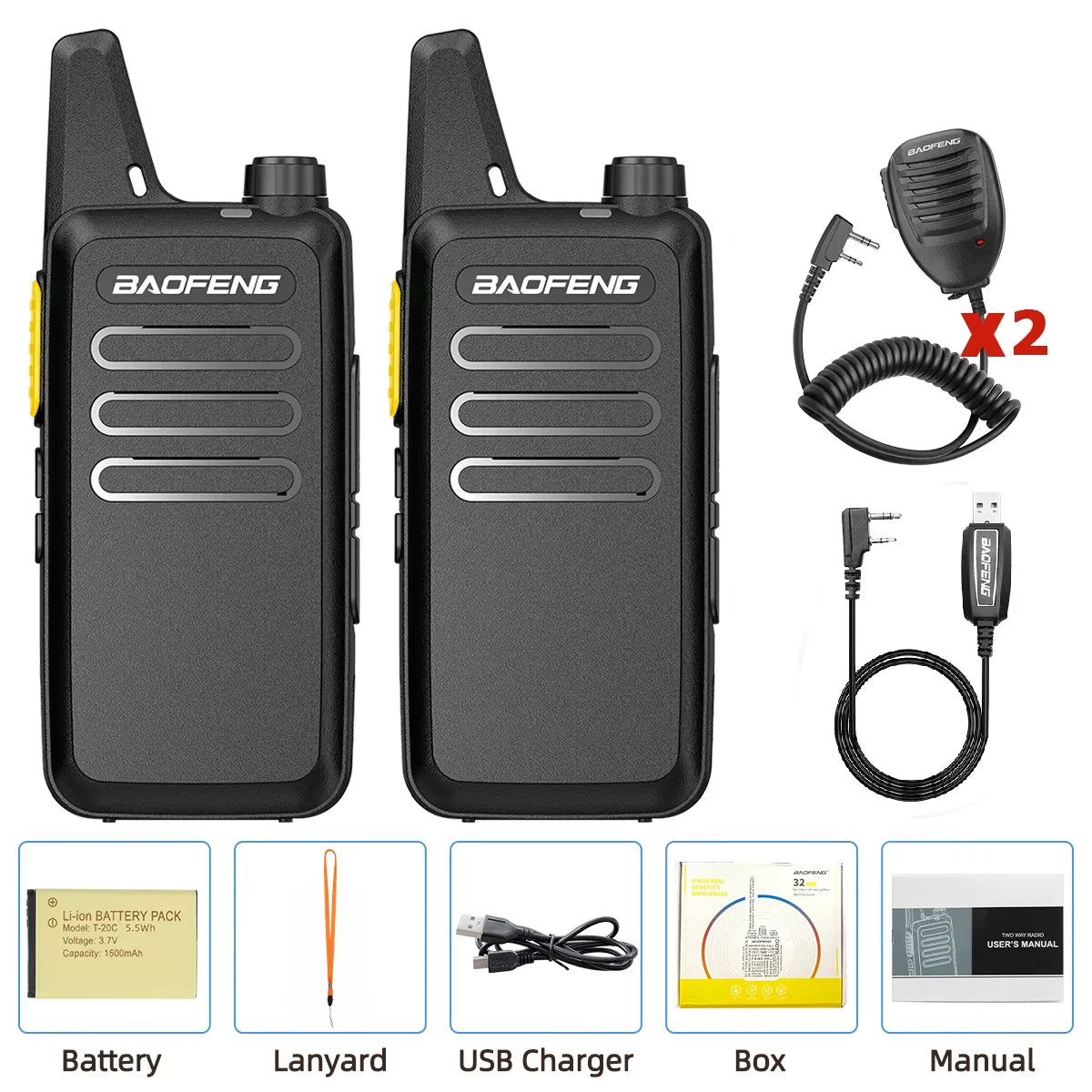 2PCS Baofeng BF-T20D GMSK Digital Walkie Talkie Noice Reduction Radio Encrypted Call Portable USB Charger VOX For Travel