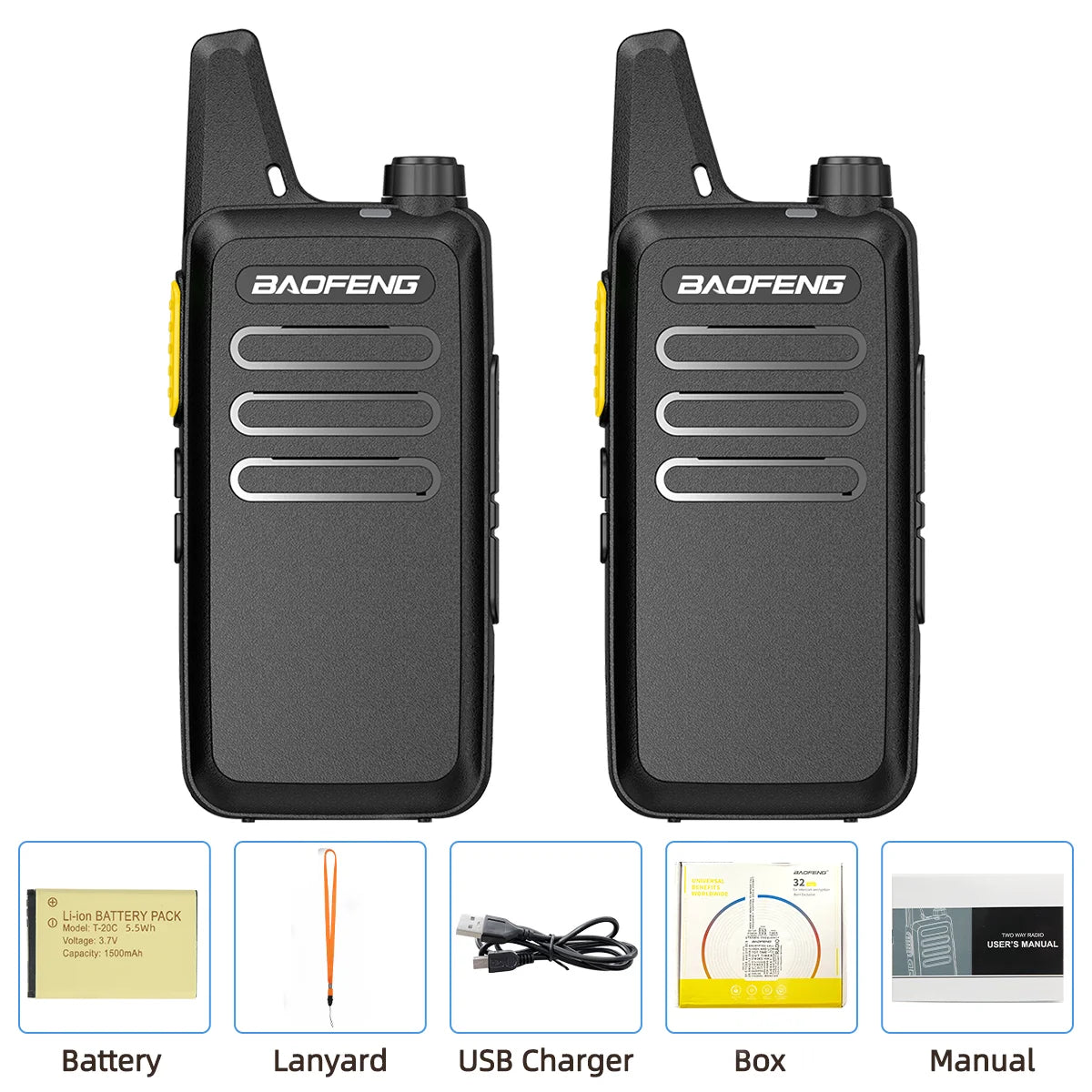 2PCS Baofeng BF-T20D GMSK Digital Walkie Talkie Noice Reduction Radio Encrypted Call Portable USB Charger VOX For Travel