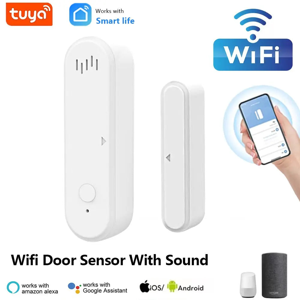 ONENUO Tuya Smart WiFi Door Sensor 80dB Sound Window Sensor Smart Life Arm Disarm Door Sensor APP Alert Alarm Door Sensor