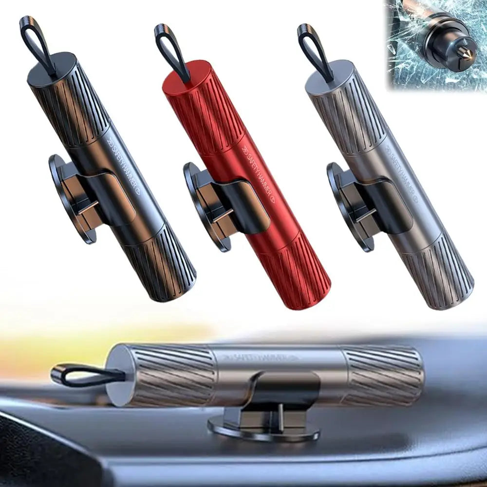 2026 Car Safety Hammer Emergency Glass Breaker Seat Belt Cutter High Hardness Tungsten Steel 2 in 1 Rescue Tool Auto Accessories