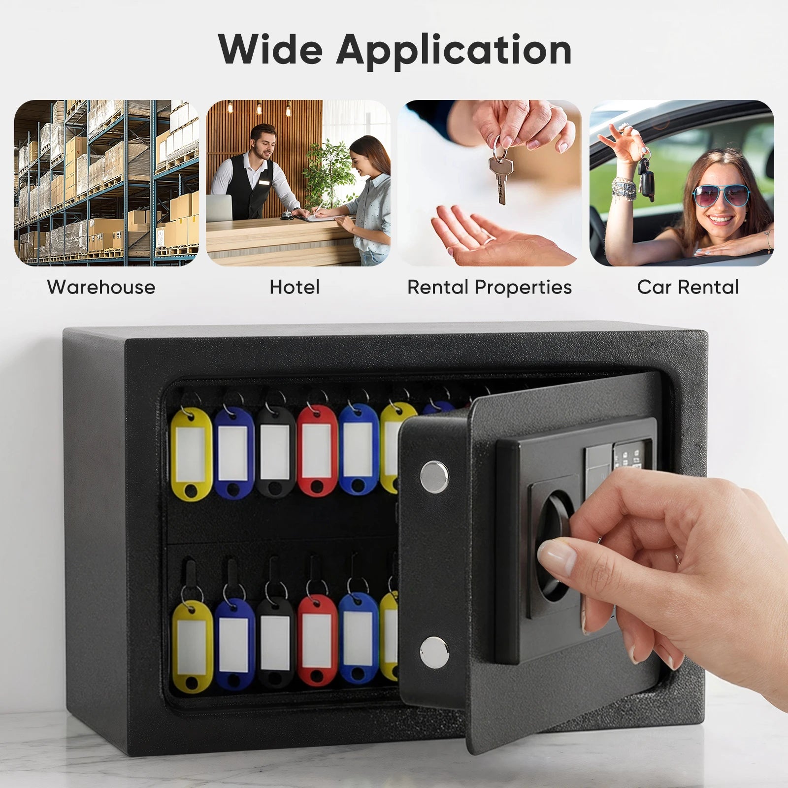 30 Key Digital Key Cabinet, Electronic Steel Lock Box with Key Tags for Home, Hotels & Business Key Organization