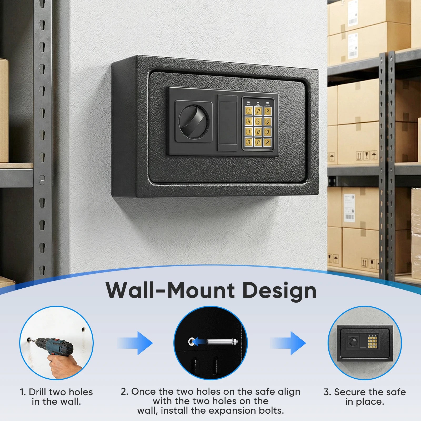30 Key Digital Key Cabinet, Electronic Steel Lock Box with Key Tags for Home, Hotels & Business Key Organization