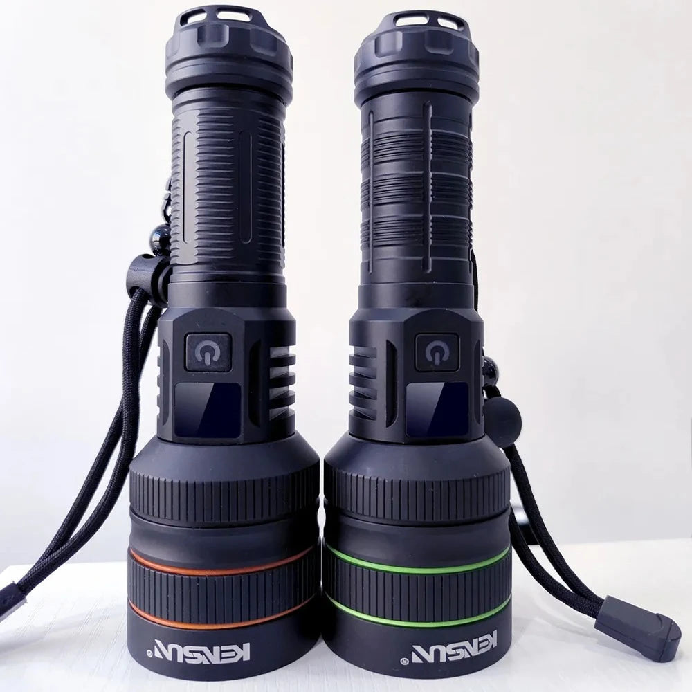 Super Long Range LED Flashlight USB Rechargeable Handheld Tactical Torch High Power Zoomable Work Light for Camping Hunting Use