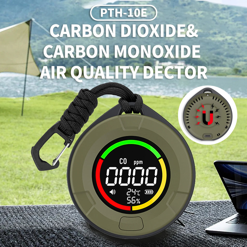 FABISENSE 10E 5 in 1 Portable Carbon Monoxide CO Detector, CO2 RV Carbon Dioxide Detector Alarm Temp/Humidity