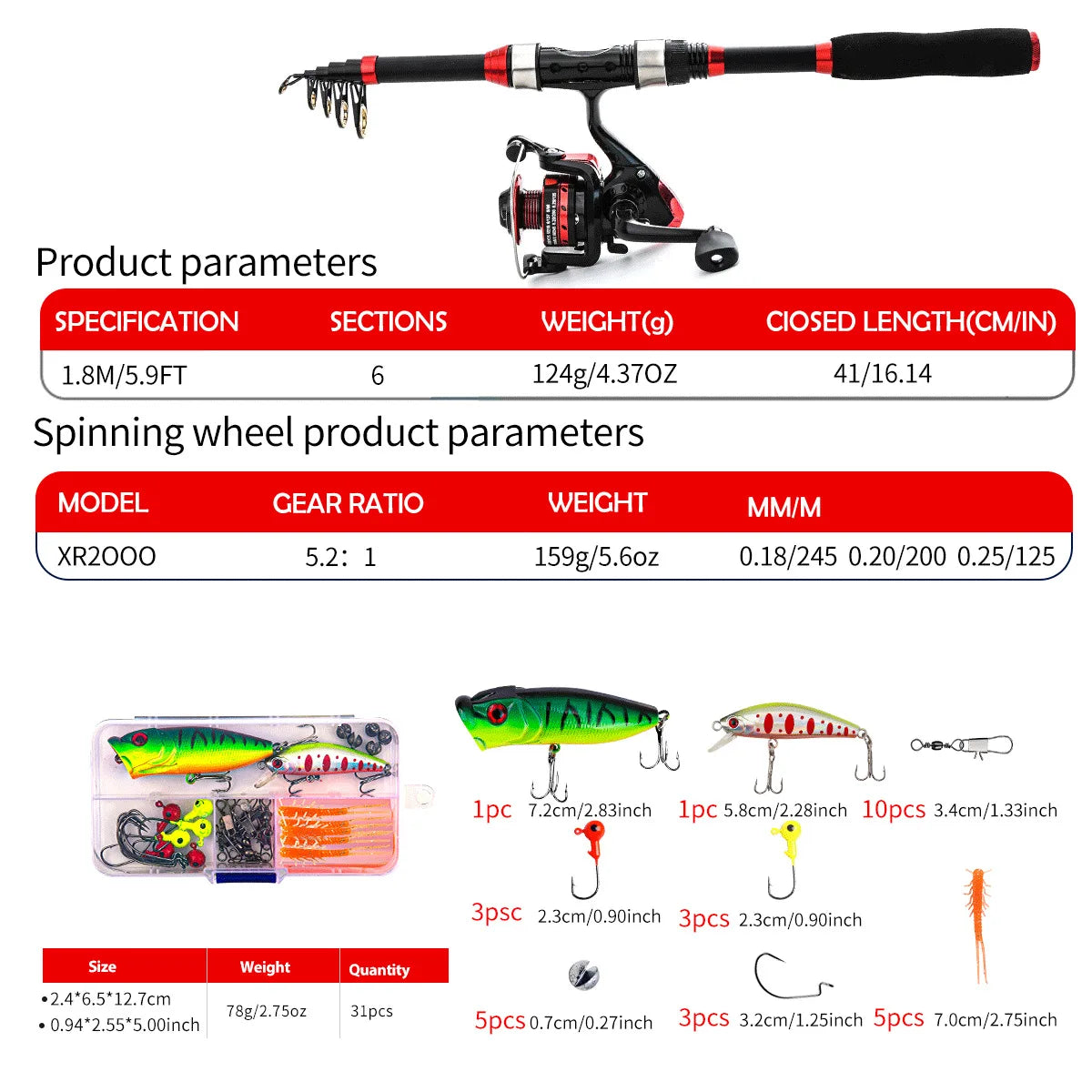 Luya sea rod set, far investment spinning wheel fishing gear bag combination full set of carbon rod ultra-light and super