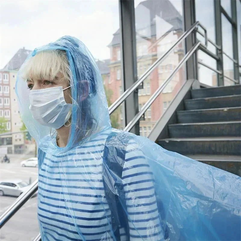 Emergency Rain Poncho Disposable Waterproof - Portable Compact Reusable Raincoat for Adults, Outdoor Travel, Hiking, Festival