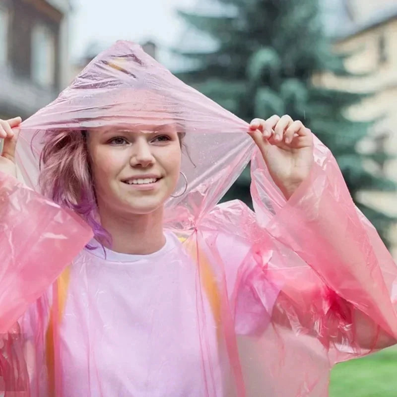 Emergency Rain Poncho Disposable Waterproof - Portable Compact Reusable Raincoat for Adults, Outdoor Travel, Hiking, Festival