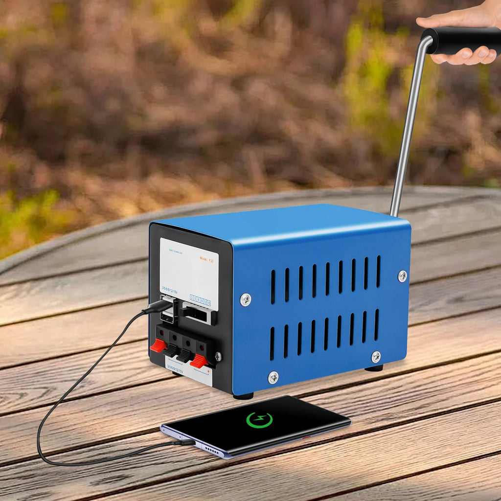 20W Manual Hand Crank Generator Portable Emergency USB Charging Generator F20 for Travel Camping