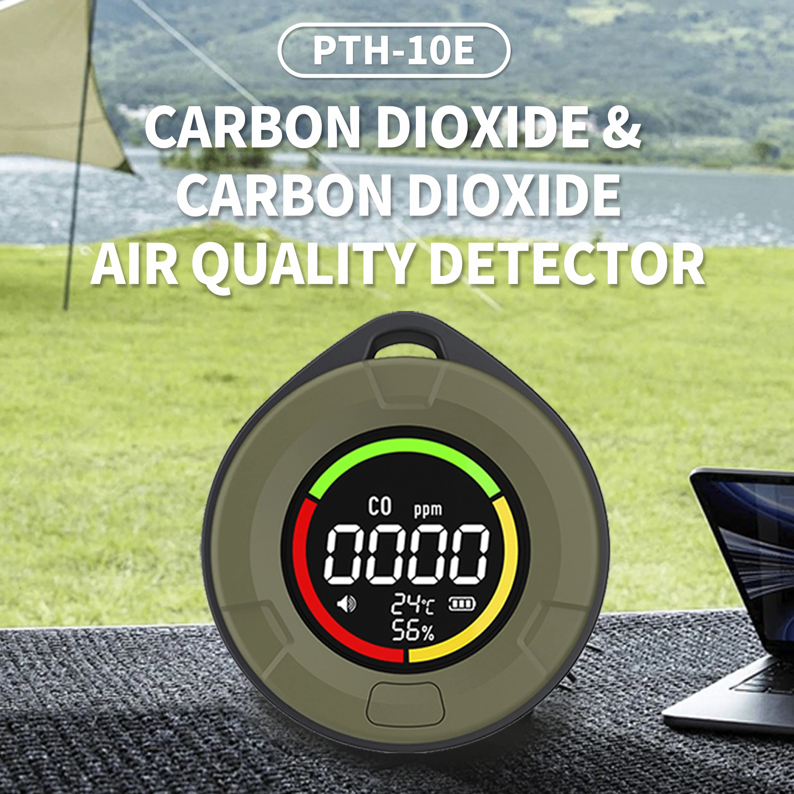 FABISENSE 10E 5 in 1 Portable Carbon Monoxide CO Detector, CO2 RV Carbon Dioxide Detector Alarm Temp/Humidity