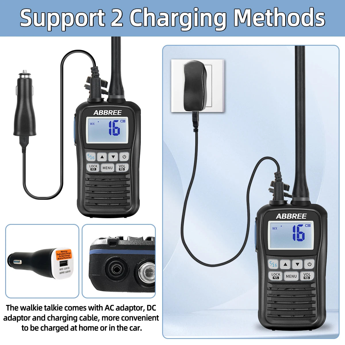 ABBREE AR-25M Marine Radio Transceiver Walkie Talkie IP67 Waterproof VHF Handheld Float Vessel Talk NOAA Two Way Radio for Boat