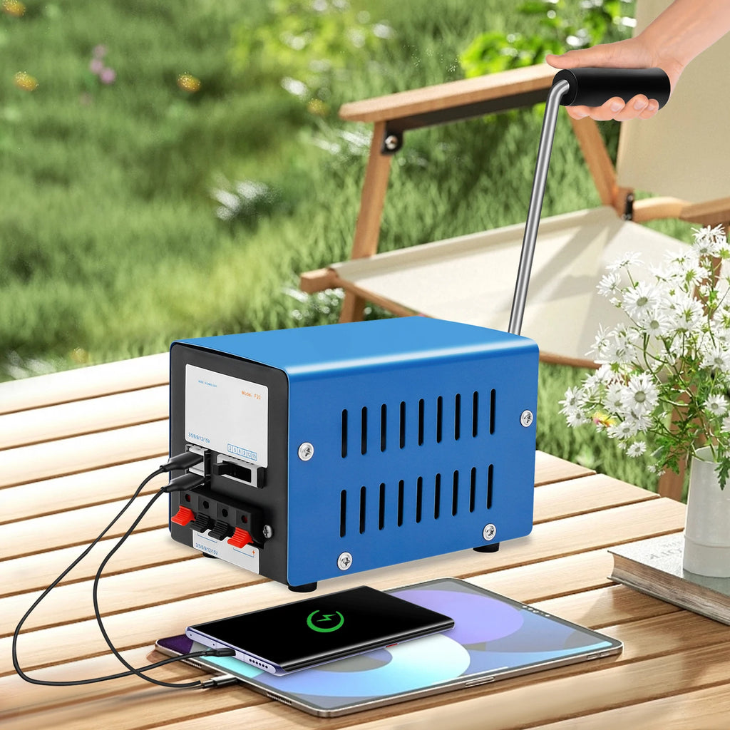 20W Manual Hand Crank Generator Portable Emergency USB Charging Generator F20 for Travel Camping