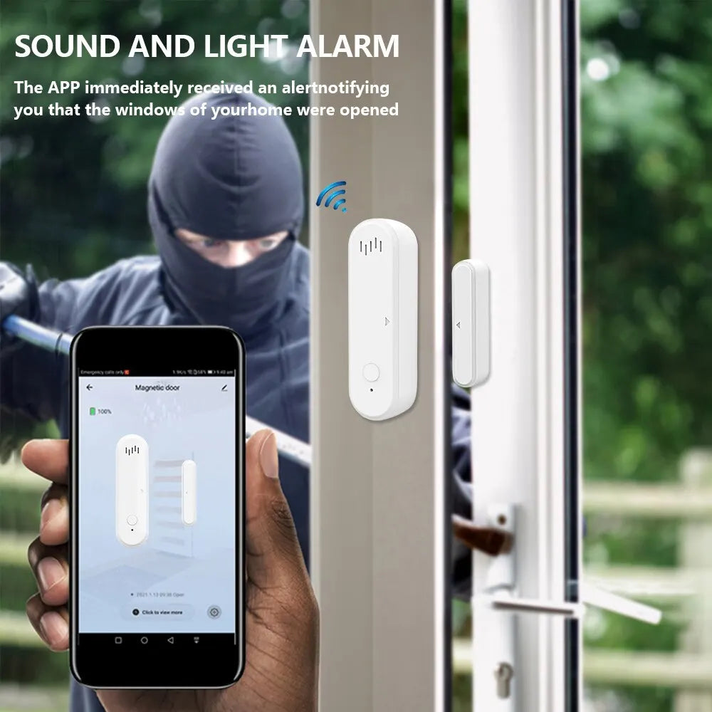 ONENUO Tuya Smart WiFi Door Sensor 80dB Sound Window Sensor Smart Life Arm Disarm Door Sensor APP Alert Alarm Door Sensor