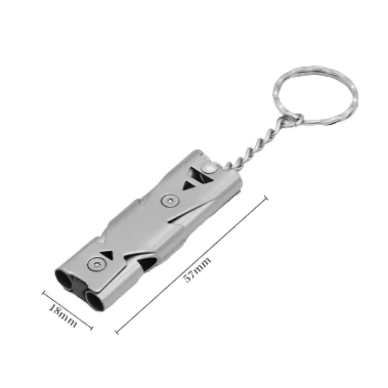 Double Tube Explosive Whistle Outdoor Distress Whistle Stainless Steel High-frequency Earthquake Rescue Whistle Survival Whistle