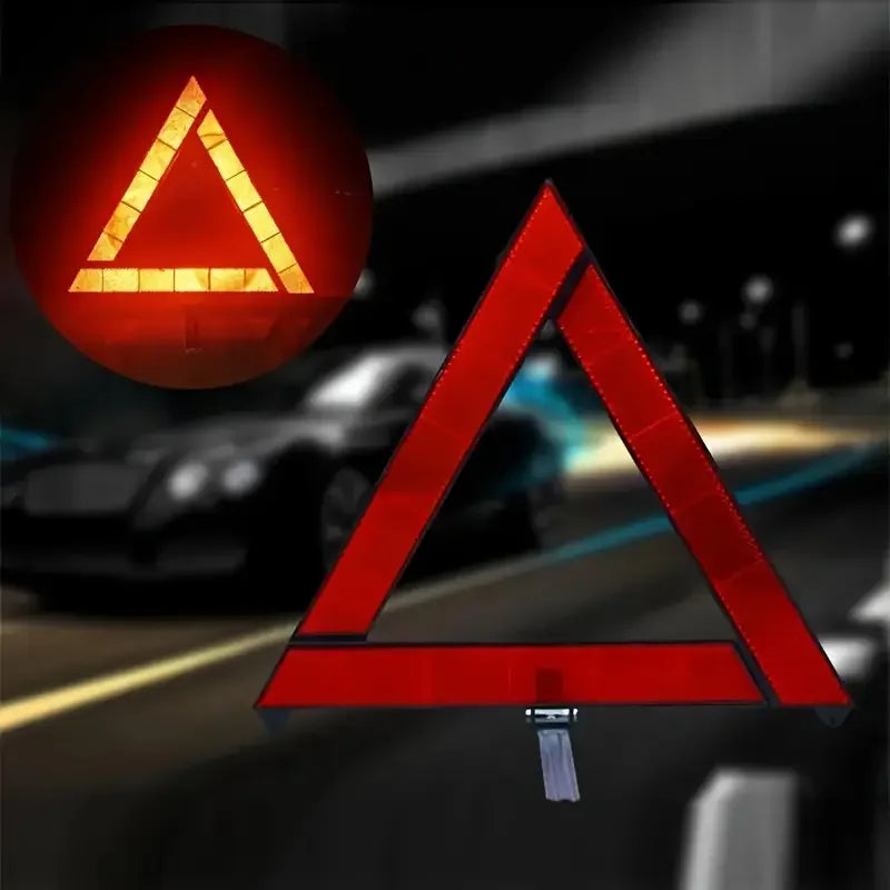 Car Emergency Breakdown Warning Triangle Red Reflective Road Safety Hazard Car Tripod Portable Foldable Stop Sign Reflector