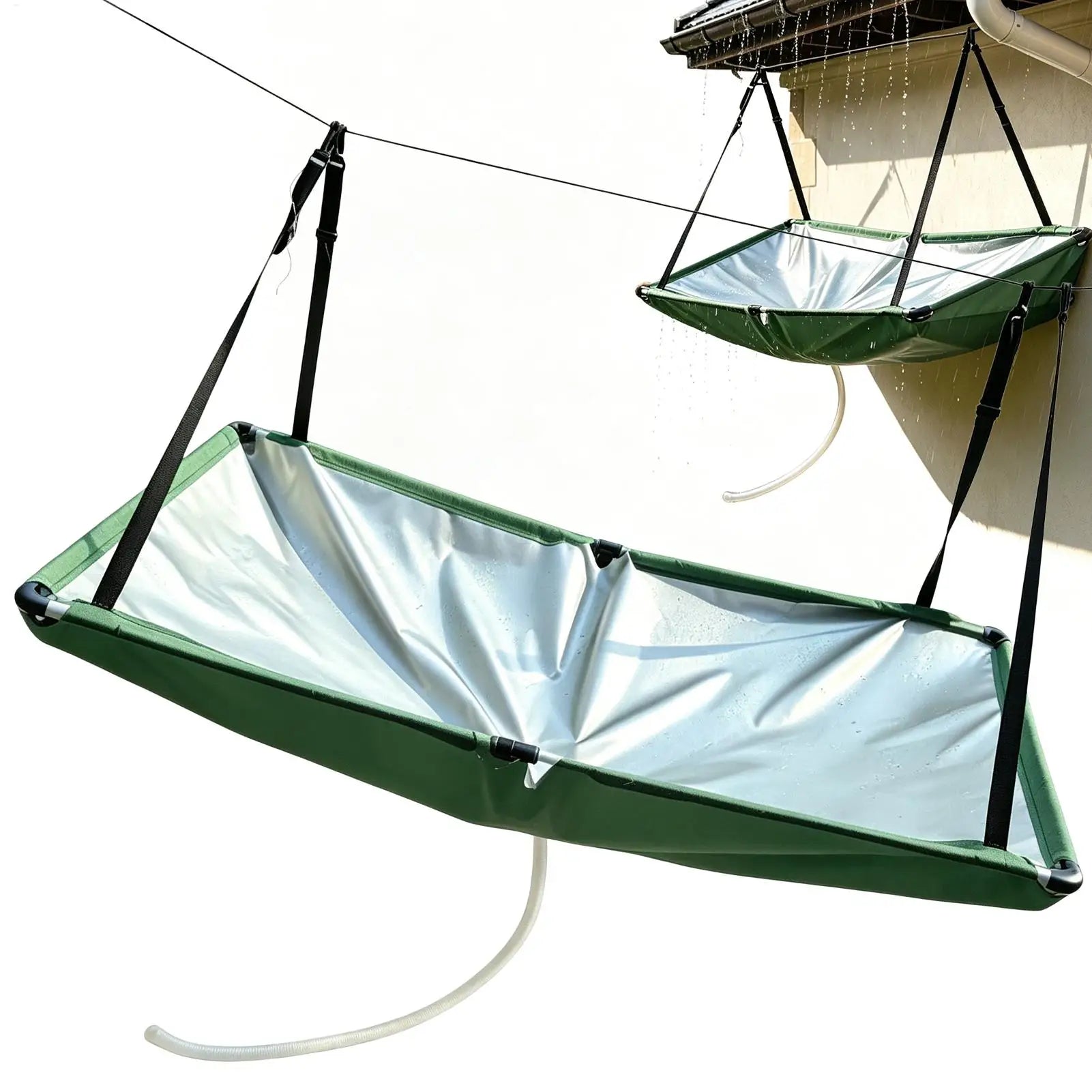 Outdoor rainwater harvester, water guide, rainwater collection device, hanging rainwater collection cover with 1m water hose