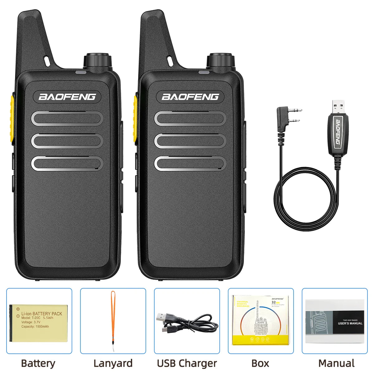 2PCS Baofeng BF-T20D GMSK Digital Walkie Talkie Noice Reduction Radio Encrypted Call Portable USB Charger VOX For Travel